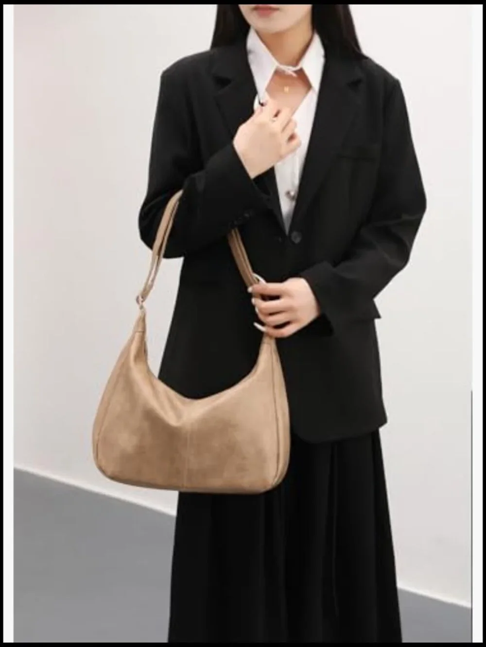 Foldable Vegan Leather Slouchy Tote Hobo Bag Shoulder Crossbody Purse for Women